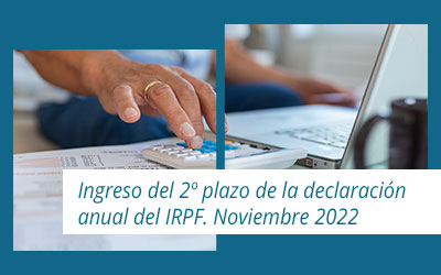 Ingreso del 2º plazo de la declaración anual del IRPF. Noviembre 2022